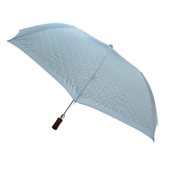 Vintage Givenchy Umbrella Spell Out Logo Blue Silver One Touch Old Money Preppy - Picture 1 of 16